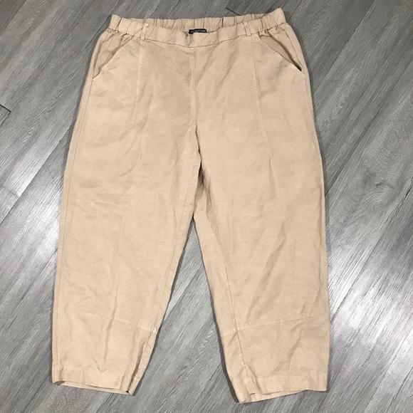 Eileen Fisher Pull-On Khaki Tencel Ankle Pants - Picture 3 of 5